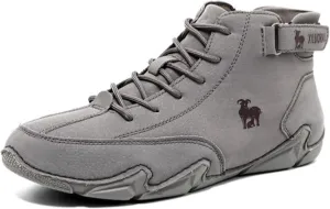 Mens Suede Leather Lace Up Fur Lined Ankle Chukka Casual Non Slip Flats Mid Top Loafers for Walking Hiking Driving