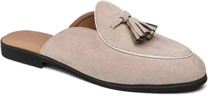 Men's Suede Tassel Flat Penny Loafers Summer Round Toe Lightweight Slip On Anti-Slip Casual Moccasin Mules for Work Party