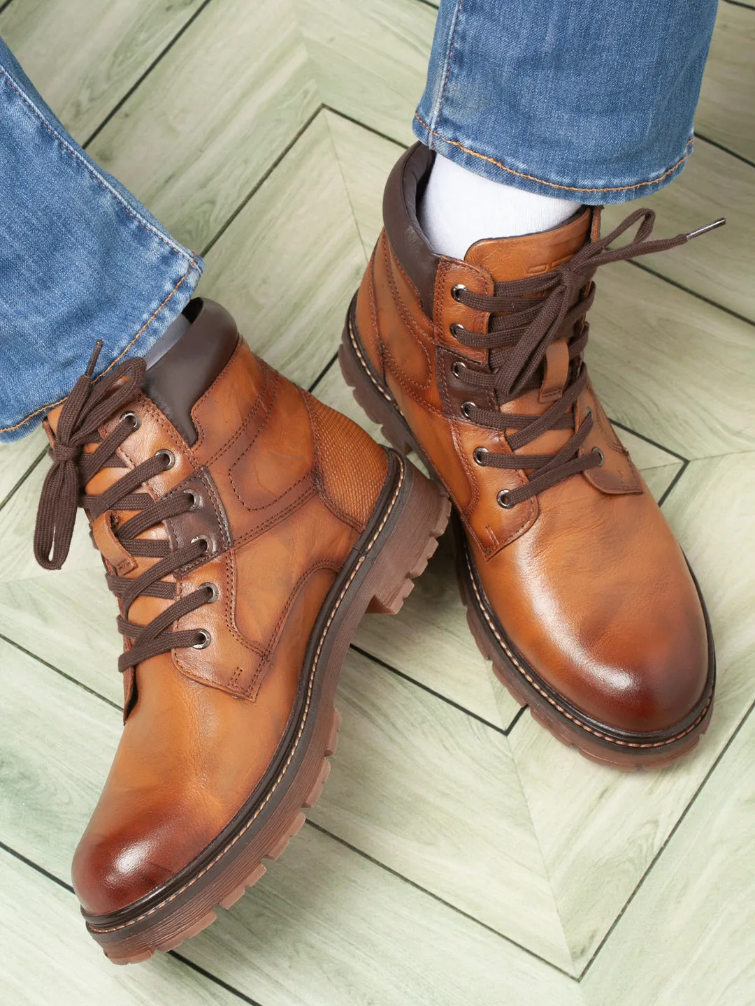 Men's Tan Round Toe Casual Boot (ID1170)