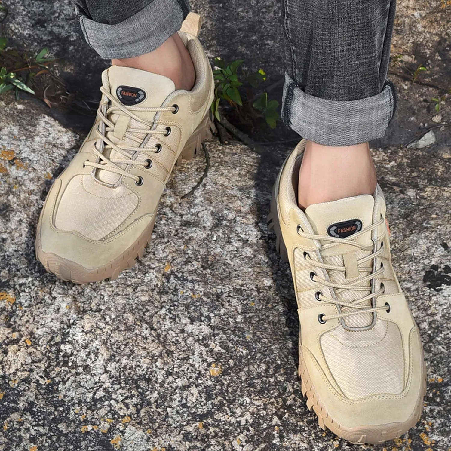 Men's Waterproof Hiking Shoes Leather Lightweight Non-Slip Climbing Shoes Comfortable Casual Sneakers Outdoor Casual Hiking Cross-Country Traveling Shoes