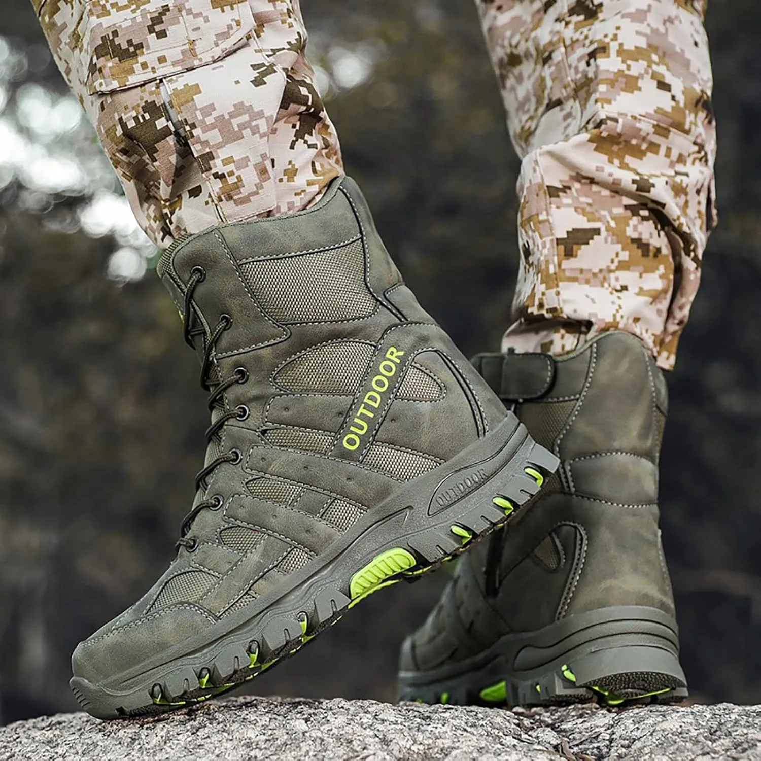 Men's Waterproof Tactical Boots Lace Up Breathable High Top Boots Military Army Outdoor Shoes For Hiking Climbing