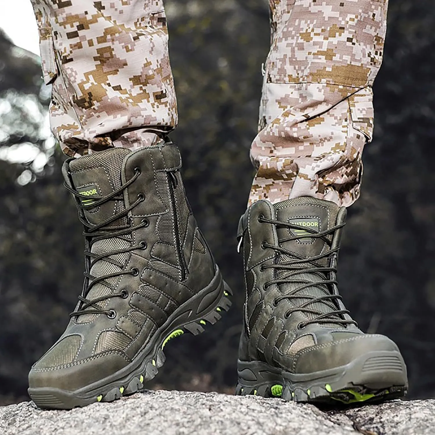 Men's Waterproof Tactical Boots Lace Up Breathable High Top Boots Military Army Outdoor Shoes For Hiking Climbing