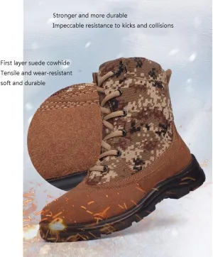 Men's Waterproof Tactical Boots, Mens Winter Warm Non Slip Camouflage Lace Up Military Tactical Boots, Casual Breathable Tactical Safety Snow Boots, for Hiking, Motorcycle