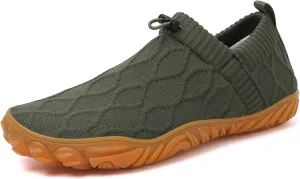 Men's Wide Toe Box Barefoot Shoes Knit Breathable Slip On Shoes,Casual Soft Sole Walking Slippers Non-Slip Quick-Dry Running Sneakers,Summer Zero Drop Sole Walking Sneakers for Gym Running