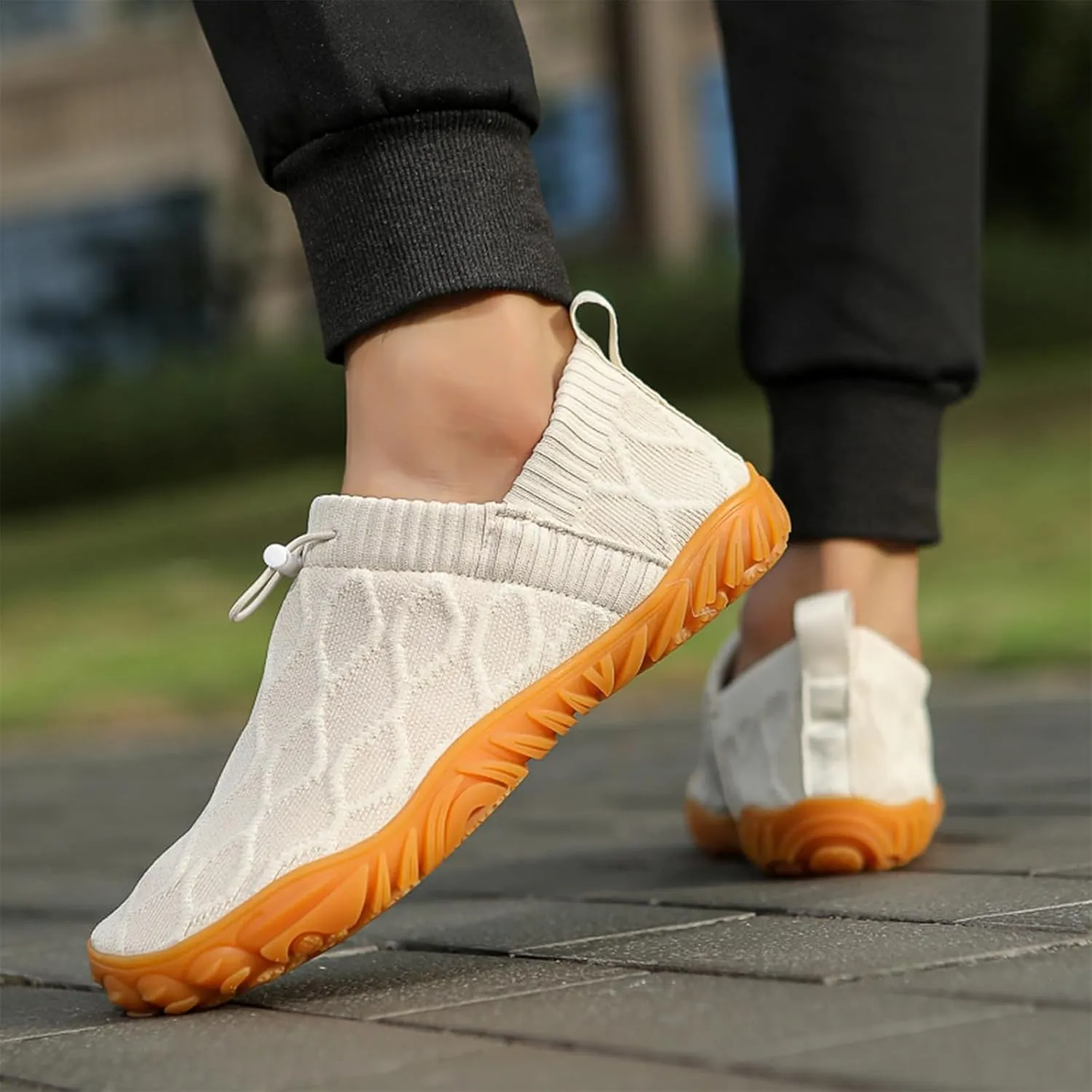 Men's Wide Toe Box Barefoot Shoes Knit Breathable Slip On Shoes,Casual Soft Sole Walking Slippers Non-Slip Quick-Dry Running Sneakers,Summer Zero Drop Sole Walking Sneakers for Gym Running
