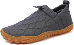 Men's Wide Toe Box Barefoot Shoes Knit Breathable Slip On Shoes,Casual Soft Sole Walking Slippers Non-Slip Quick-Dry Running Sneakers,Summer Zero Drop Sole Walking Sneakers for Gym Running