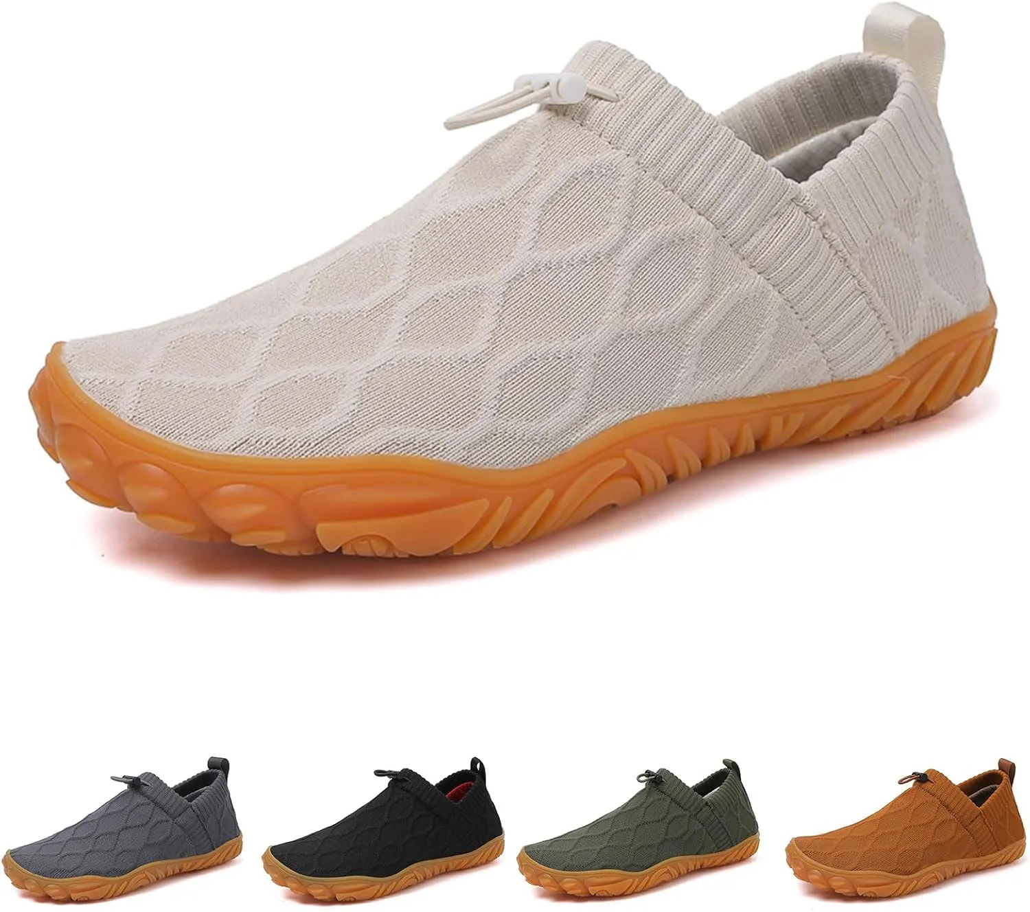 Men's Wide Toe Box Barefoot Shoes Knit Breathable Slip On Shoes,Casual Soft Sole Walking Slippers Non-Slip Quick-Dry Running Sneakers,Summer Zero Drop Sole Walking Sneakers for Gym Running