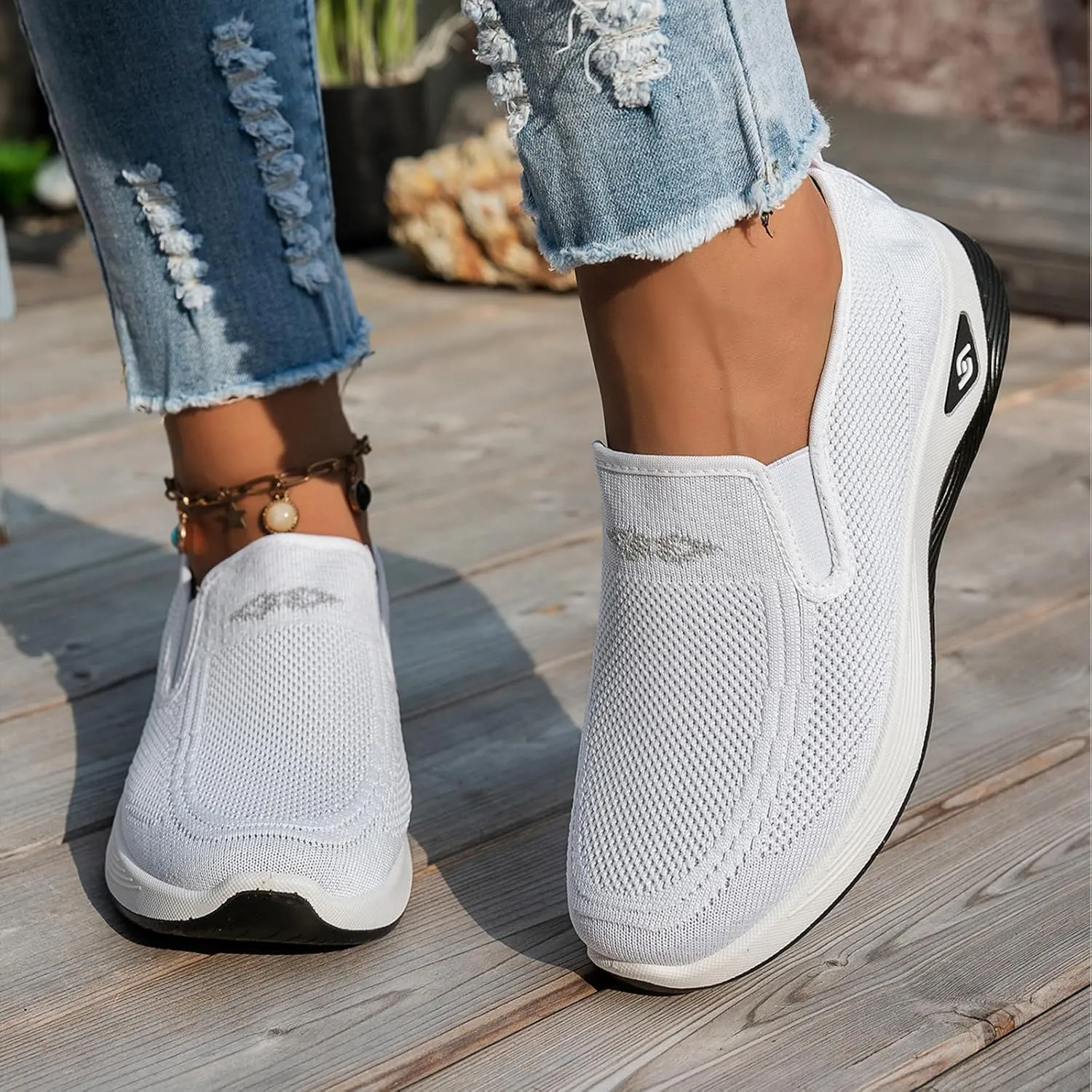 Mmoneyake Women's Men's Hands-Free Slip On Walking Shoes Wide Toe Box Arch Support Orthopedic Walking Sneakers Comfortable Tennis Sneakers Workout Athletic Gym Shoes Ightweight Running Shoe