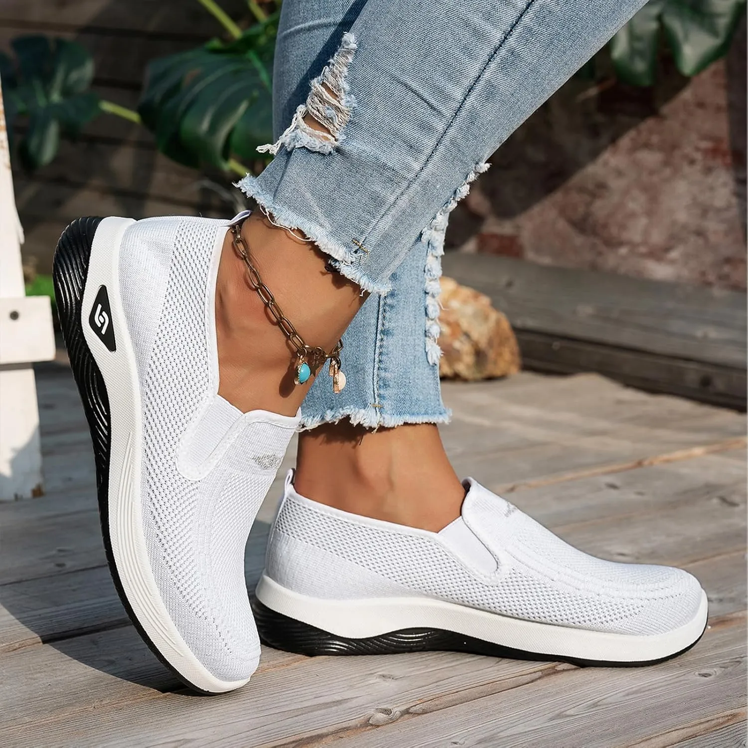 Mmoneyake Women's Men's Hands-Free Slip On Walking Shoes Wide Toe Box Arch Support Orthopedic Walking Sneakers Comfortable Tennis Sneakers Workout Athletic Gym Shoes Ightweight Running Shoe
