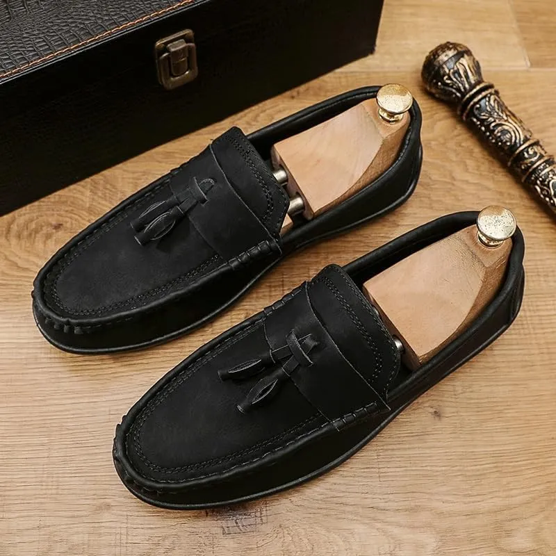 New Mens Loafers Shoe Round Toe PU Leather Penny Loafers Tassel Anti-Slip Lightweight Resistant Classic Fashion Slip On