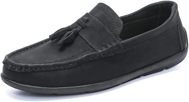 New Mens Loafers Shoe Round Toe PU Leather Penny Loafers Tassel Anti-Slip Lightweight Resistant Classic Fashion Slip On