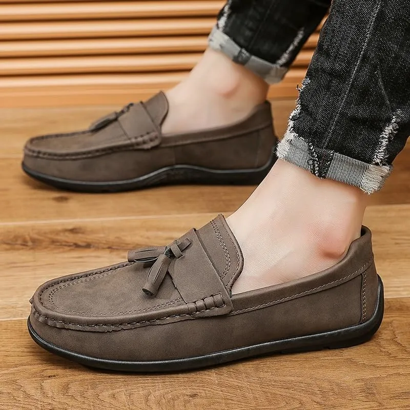 New Mens Loafers Shoe Round Toe PU Leather Penny Loafers Tassel Anti-Slip Lightweight Resistant Classic Fashion Slip On