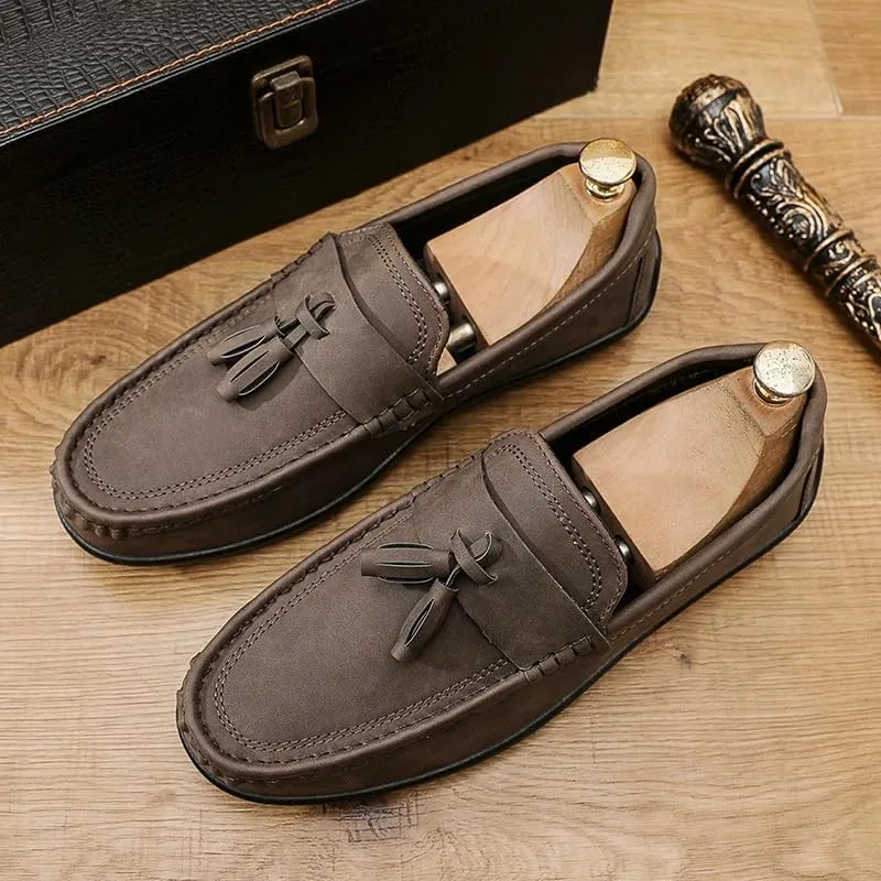 New Mens Loafers Shoe Round Toe PU Leather Penny Loafers Tassel Anti-Slip Lightweight Resistant Classic Fashion Slip On