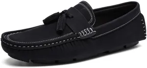 New Mens Loafers Shoe Square Toe PU Leather Driving Penny Loafers with Tassel Comfortable Flat Heel Lightweight Fashion Slip On