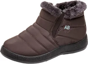 oiangi Platform Snow Boots for Women Waterproof Fashion Quilted Keep Warm Round Toe Slip-on Flats Booties Winter Soft Comfortable Outdoor Casual Shoes