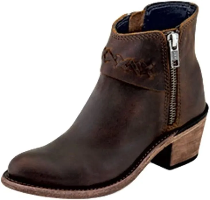 Old West Girls' Braided Stitch Short Boot Round Toe - Cf8283