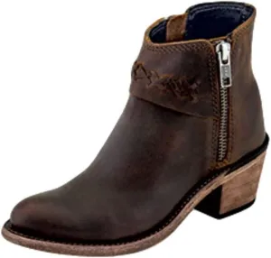 Old West Girls' Braided Stitch Short Boot Round Toe - Cf8283