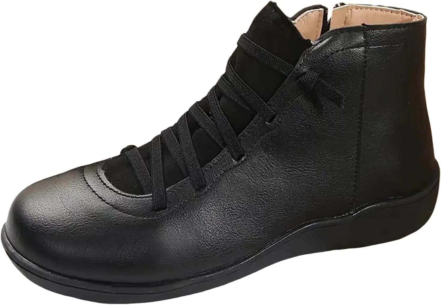 Orthopedic Boots For Women Flat Ankle Boots Casual Walking Short Bootie Lace Up Walking Sneaker Flat Roman Shoes