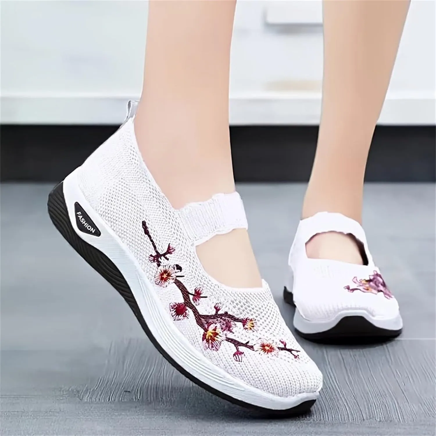 Orthopedic Shoes for Women Wide Width, Breathable Walking Comfortable Slip on Sneakers Arch Support Casual Shoes