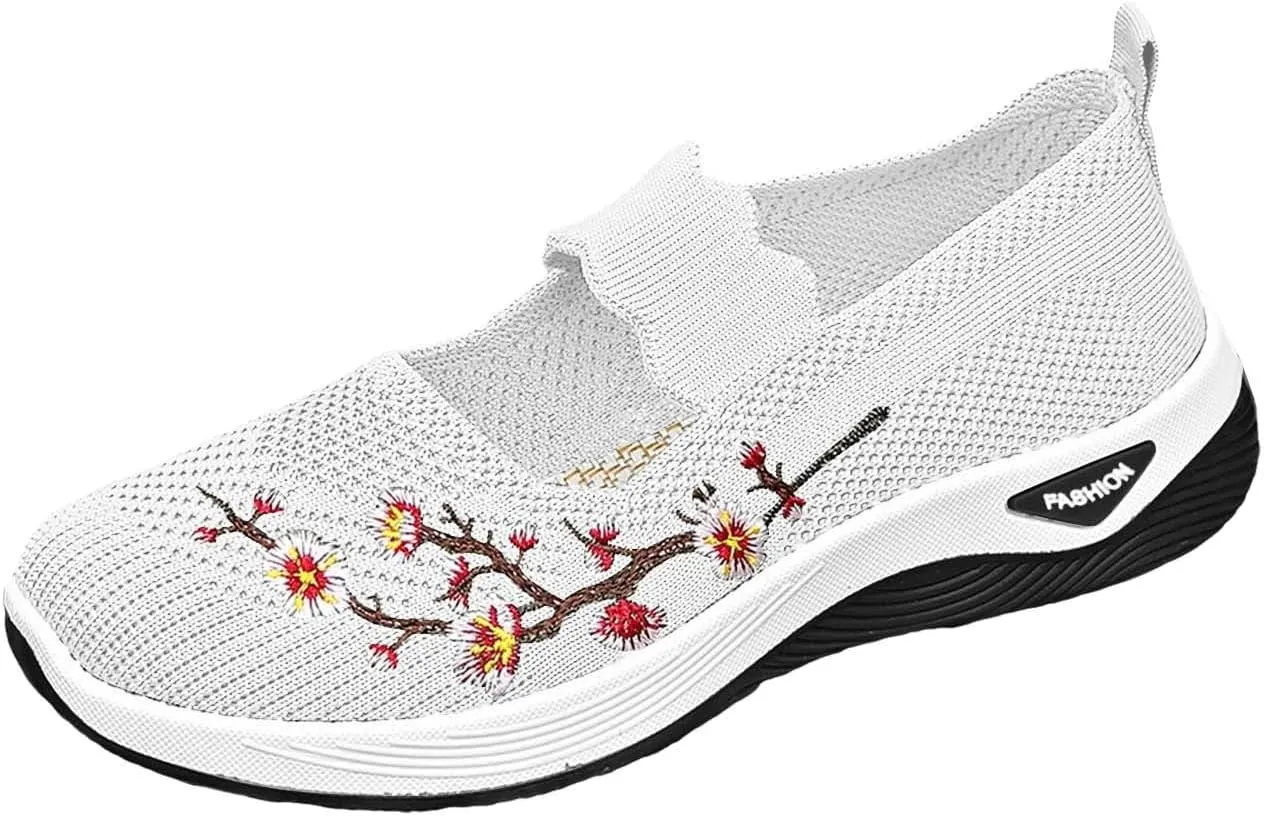 Orthopedic Shoes for Women Wide Width, Breathable Walking Comfortable Slip on Sneakers Arch Support Casual Shoes