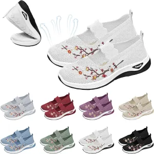 Orthopedic Shoes for Women Wide Width, Breathable Walking Comfortable Slip on Sneakers Arch Support Casual Shoes