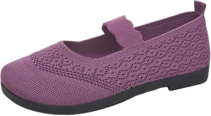 Orthowalk Shoes for Women Orthopedic Arch Support Woven Mesh Breathable Soft Sneakers Slip On Wide Width Low Heel Dress Shoes