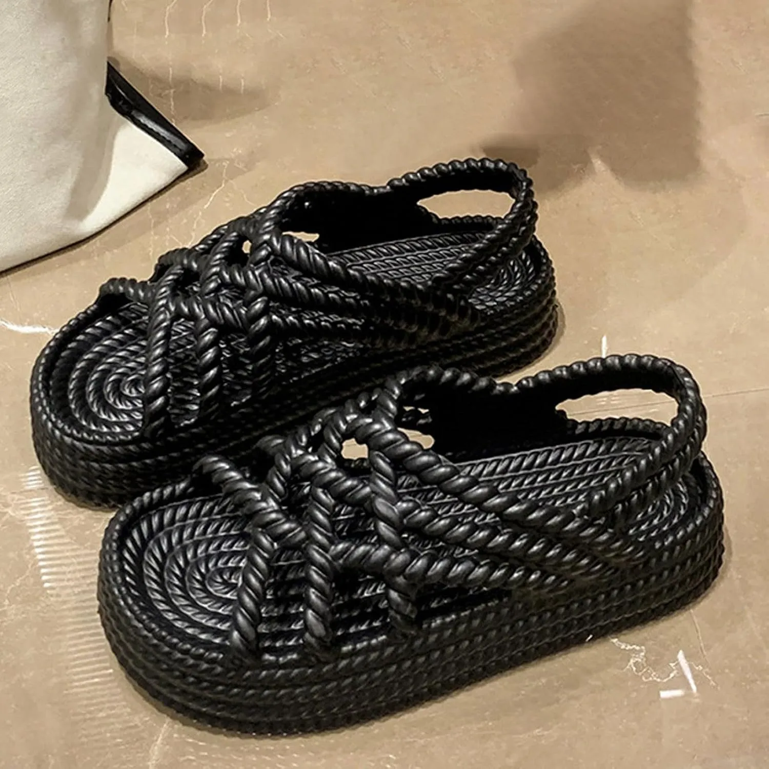 Platform Sandals for Women 2024 Summer New Flat Bottom Women Sandals Popular Thick Sole Flat Bottom With Little Fairy