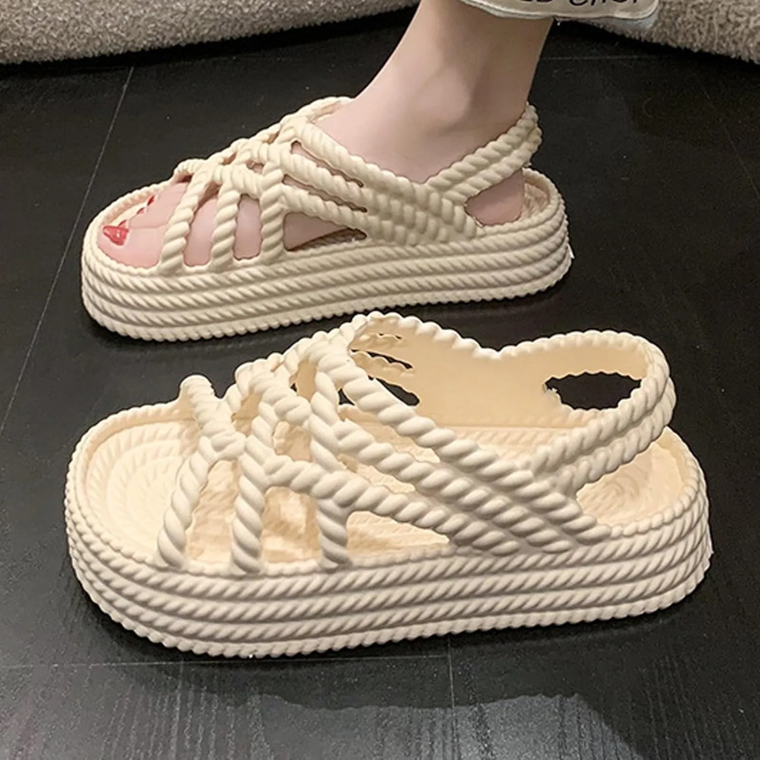 Platform Sandals for Women 2024 Summer New Flat Bottom Women Sandals Popular Thick Sole Flat Bottom With Little Fairy