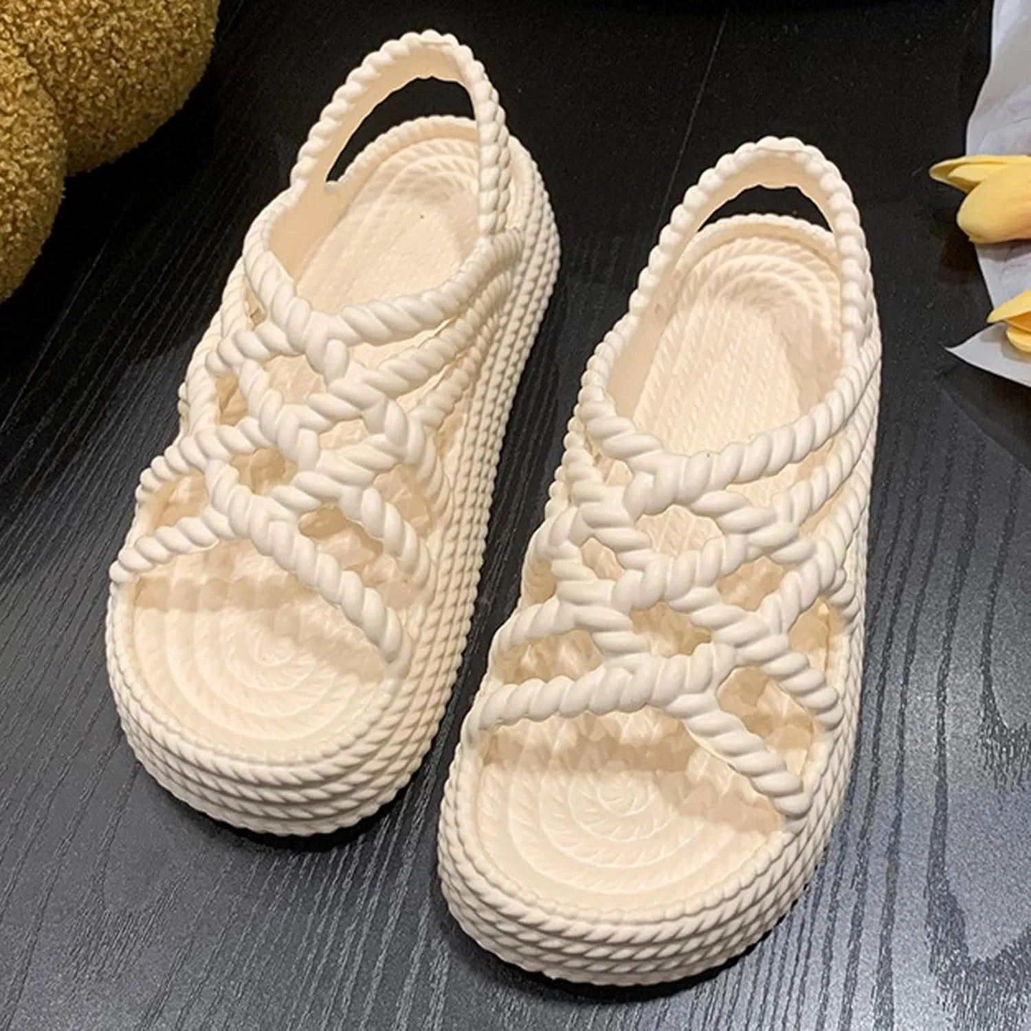 Platform Sandals for Women 2024 Summer New Flat Bottom Women Sandals Popular Thick Sole Flat Bottom With Little Fairy