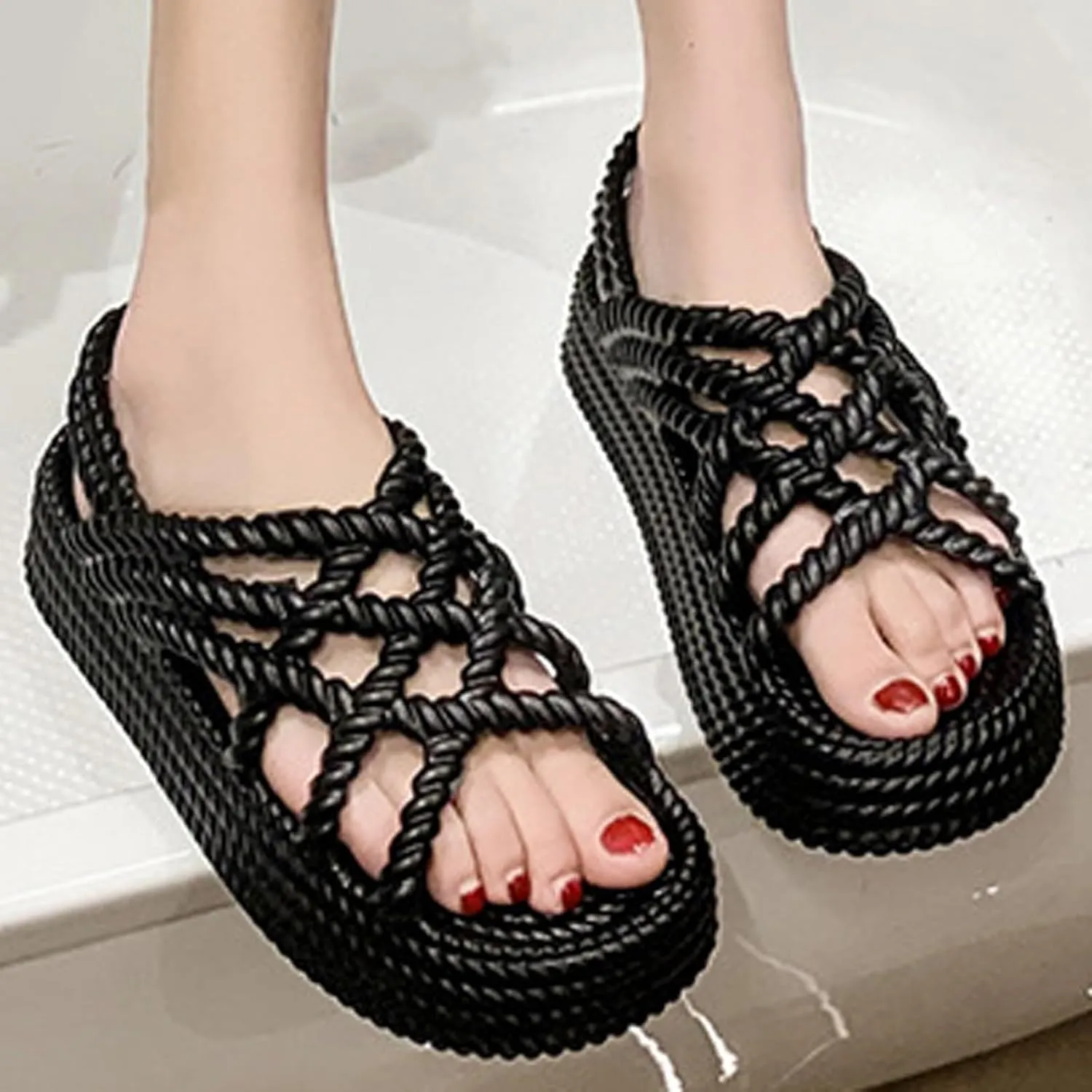 Platform Sandals for Women 2024 Summer New Flat Bottom Women Sandals Popular Thick Sole Flat Bottom With Little Fairy