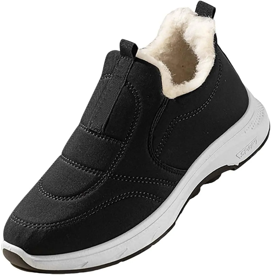 Plush Lined Ankle Boots for Women Low Heel Non Slip Walking Shoes Casual Shoes for Women Slip On Boots