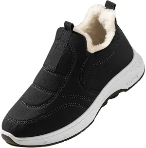 Plush Lined Ankle Boots for Women Low Heel Non Slip Walking Shoes Casual Shoes for Women Slip On Boots