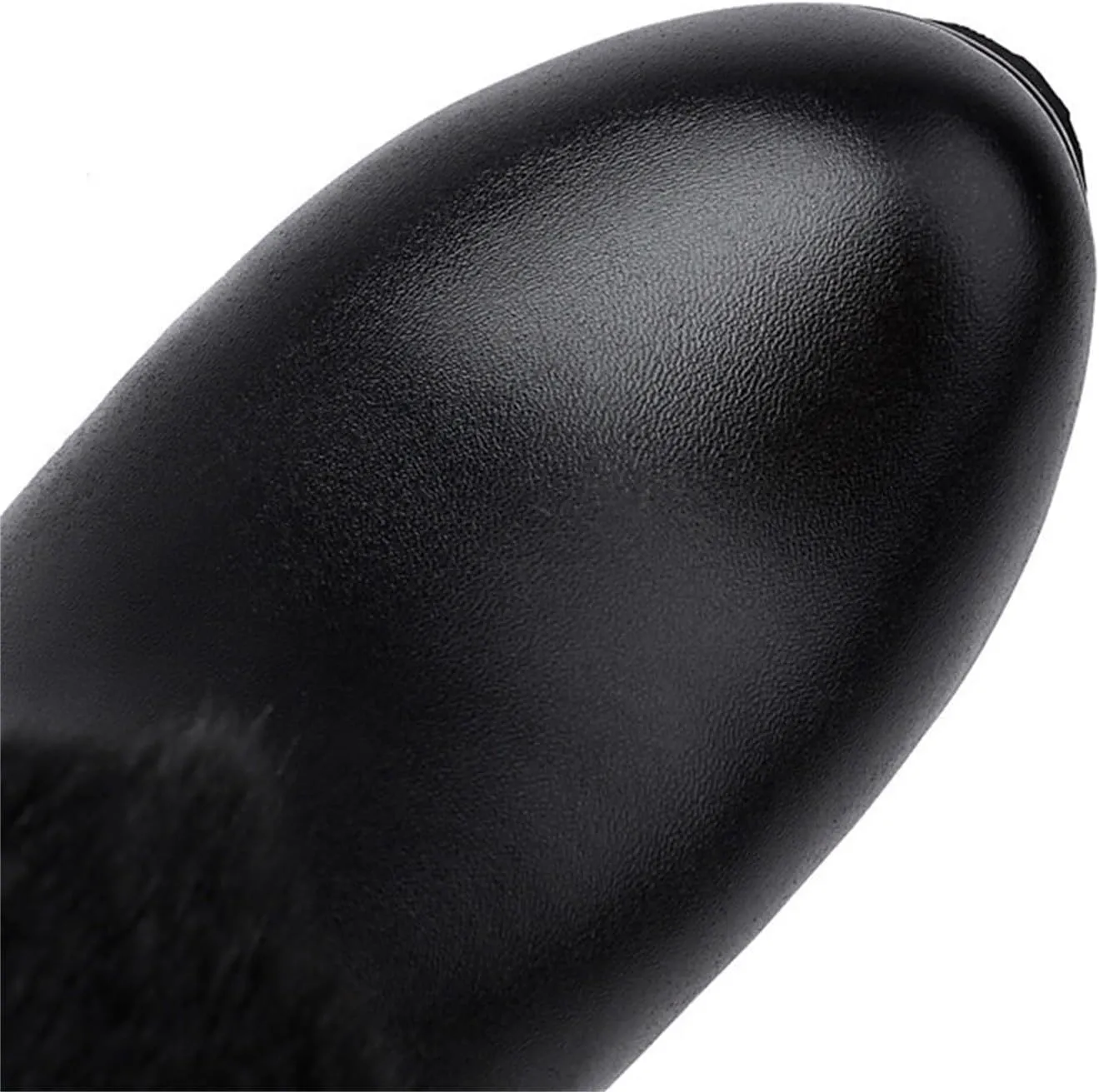 Plush Lined High Heel Boots For Women Leather Womens Boots Mid Calf Round Toe Thin Heel Black Riding Boots Women