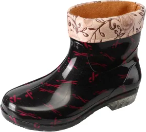 Rainboots Boots Women Ankle Garden Rainboot Fleec Warm Slip On Short Rain Boots Rubber Work Boots Garden Shoes Short Rain Boots