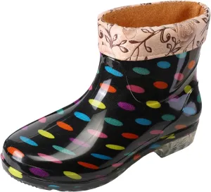 Rainboots Boots Women Ankle Garden Rainboot Fleec Warm Slip On Short Rain Boots Rubber Work Boots Garden Shoes Short Rain Boots