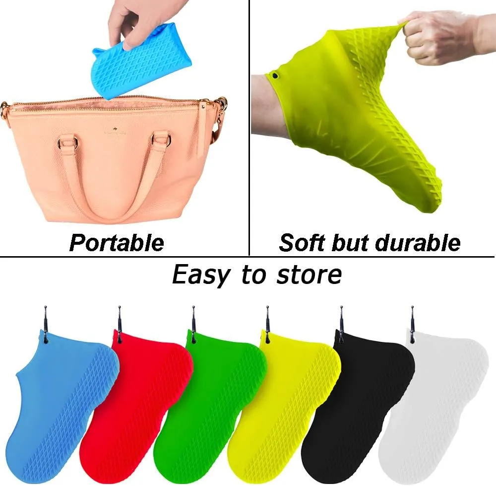 Reusable Silicone Waterproof Shoe Covers, No-Slip Silicone Rubber Shoe Protectors for Kids,Men and Women