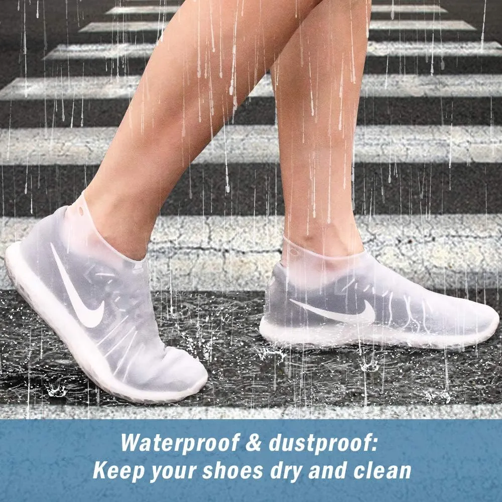Reusable Silicone Waterproof Shoe Covers, No-Slip Silicone Rubber Shoe Protectors for Kids,Men and Women