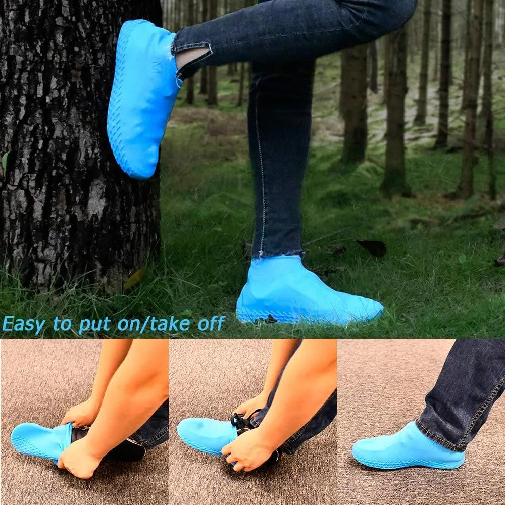 Reusable Silicone Waterproof Shoe Covers, No-Slip Silicone Rubber Shoe Protectors for Kids,Men and Women