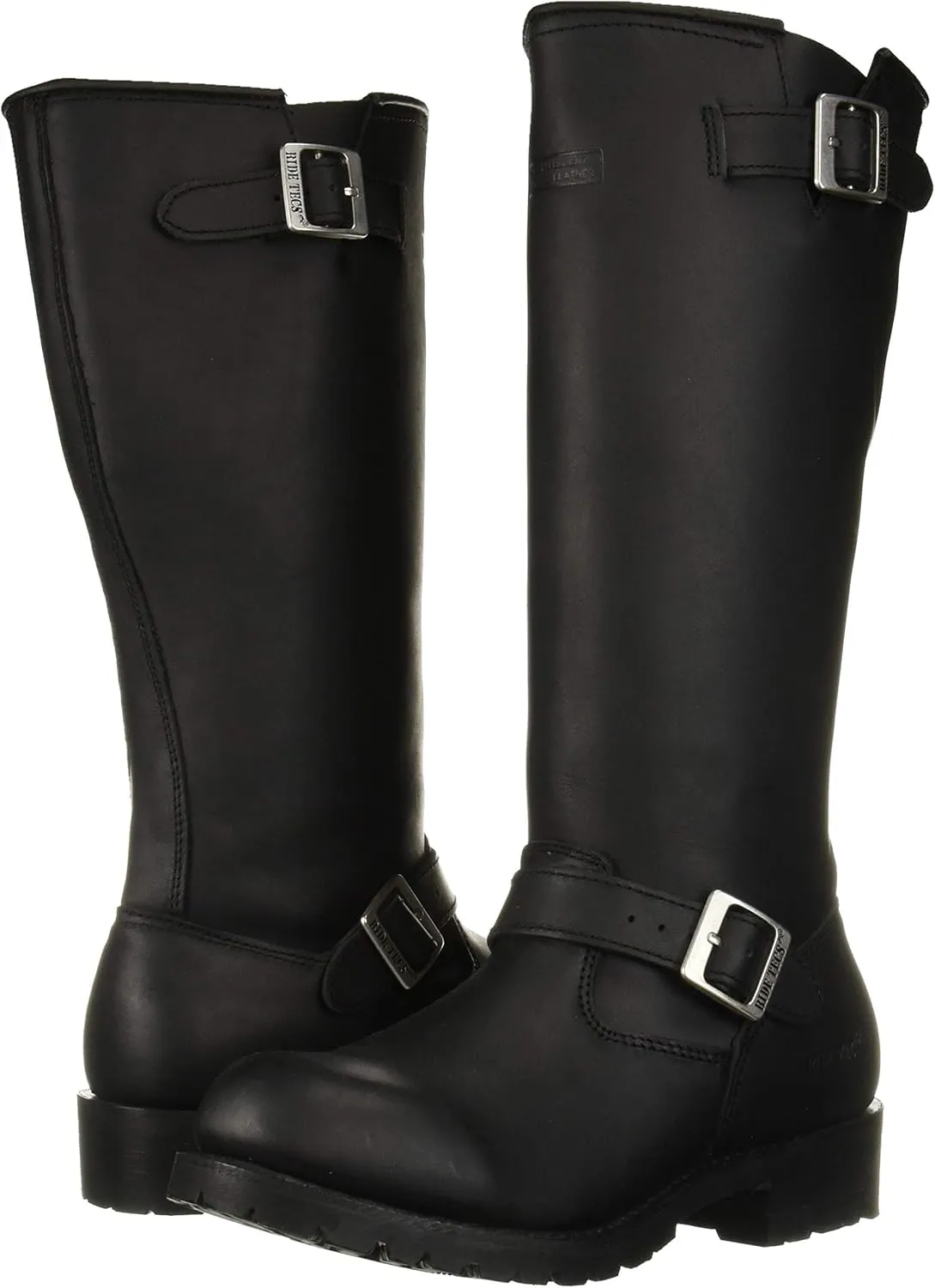 RIDETECS 16" Motorcycle Men??s Side Boot Zipper Oiled Leather Boots