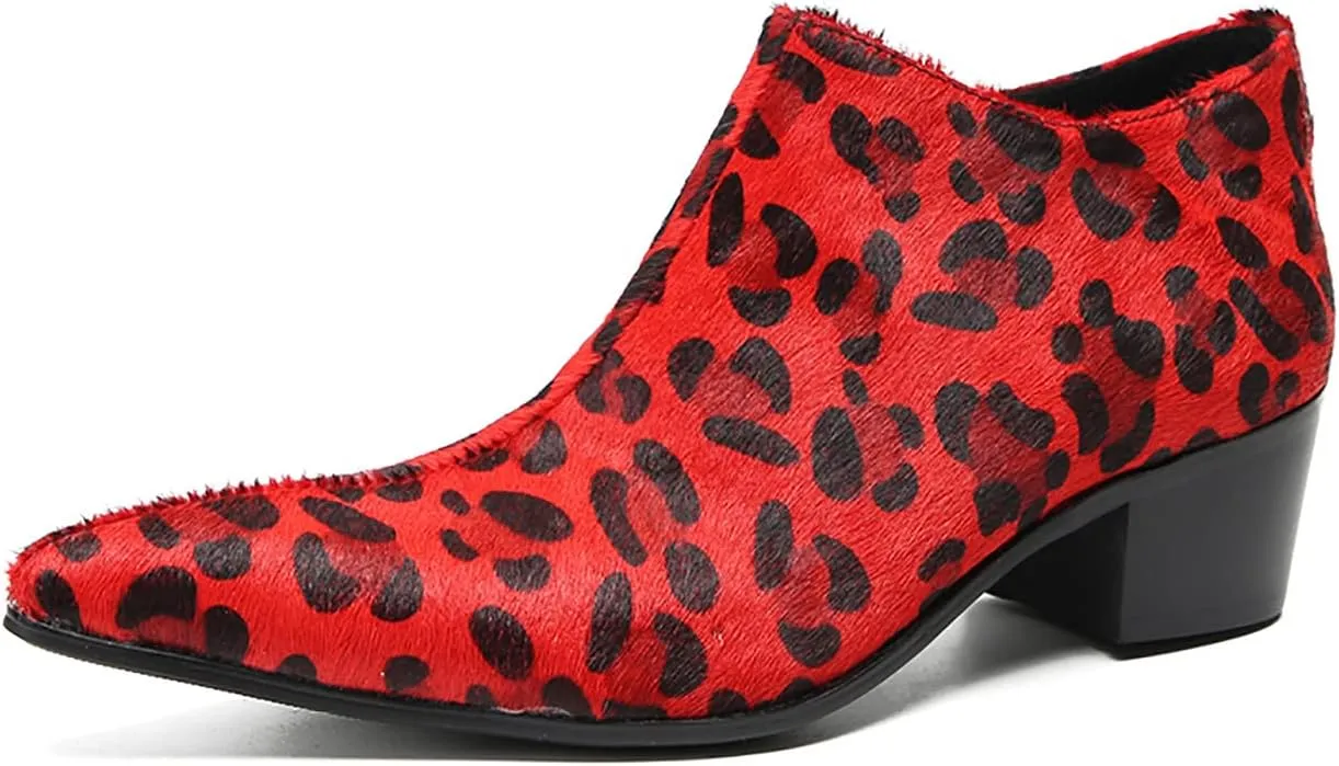 Santimon Men's Slip On Suede Chelsea Boots - Dress Casual Western Heel Pumps Loafers with Pointed Toe for Ballroom Bar & Party