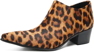 Santimon Men's Slip On Suede Chelsea Boots - Dress Casual Western Heel Pumps Loafers with Pointed Toe for Ballroom Bar & Party