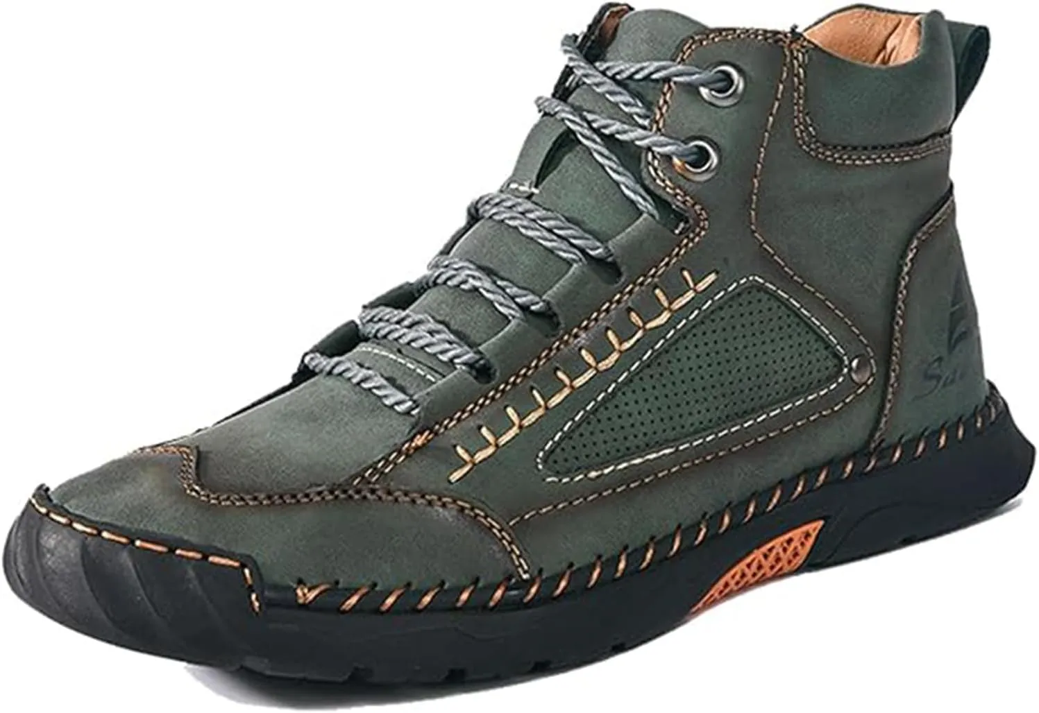 Sawbehind Mens Boots,Comfortable Handmade Leather Boots,Men'S outdoor Leather Shoes,Arch Support,Spacious Toe Box,Non-Slip Rubber Sole