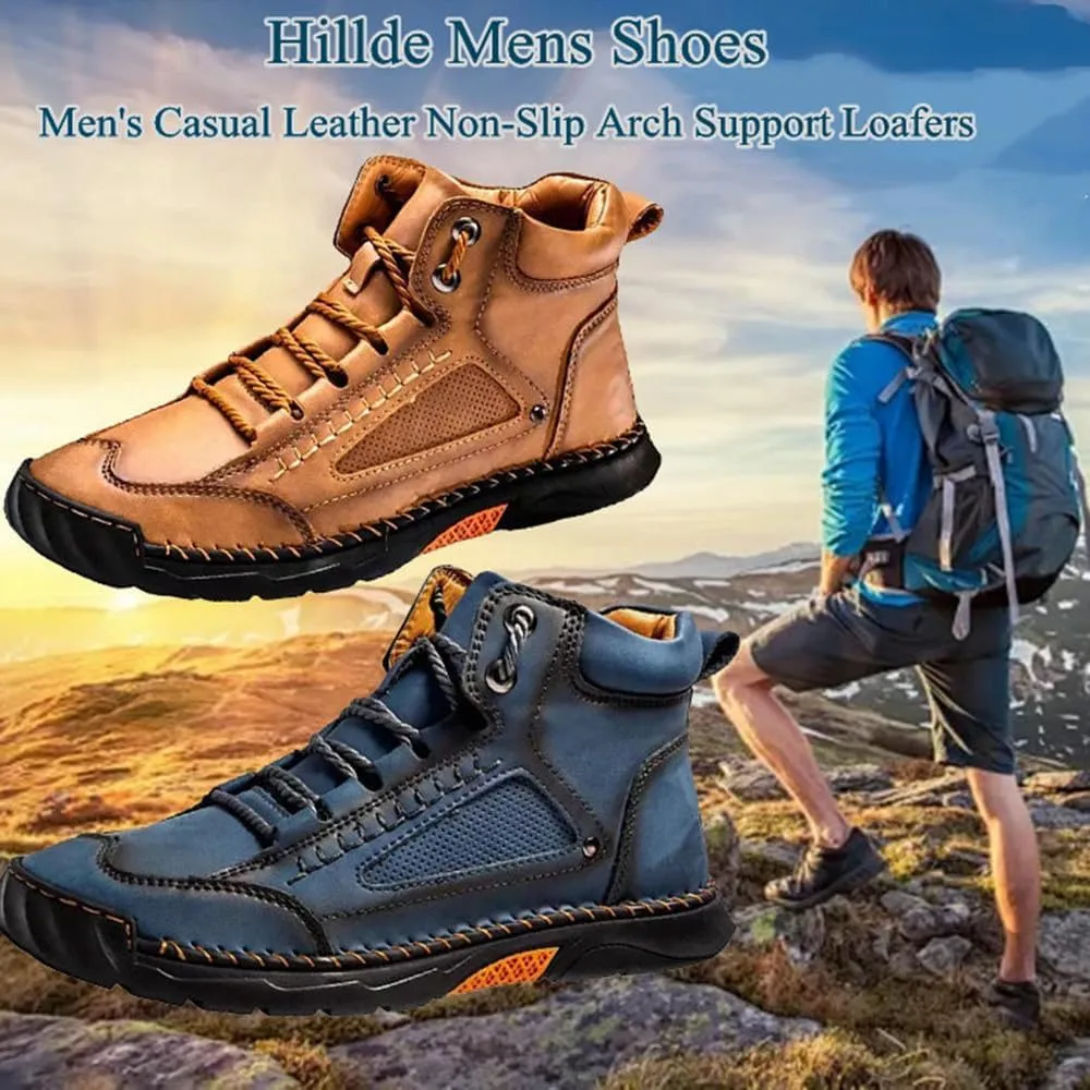 Sawbehind Mens Boots,Sawbehind Leather Shoes, Men's Comfortable Handmade Leather Boots ?C Waterproof, Outdoor Arch Support Orthopedics Ankle Shoes