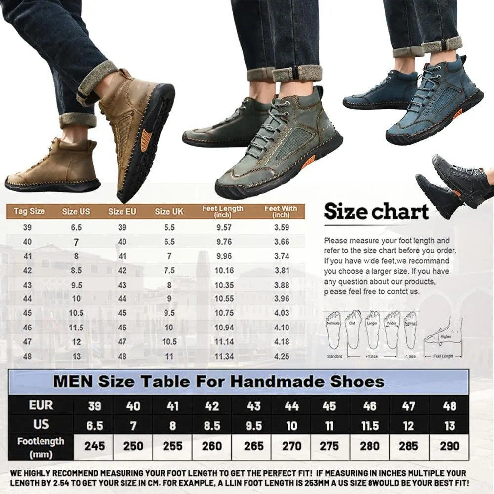 Sawbehind Mens Boots,Sawbehind Men'S Comfortable Handmade Leather Boots, Waterproof, Arch Support