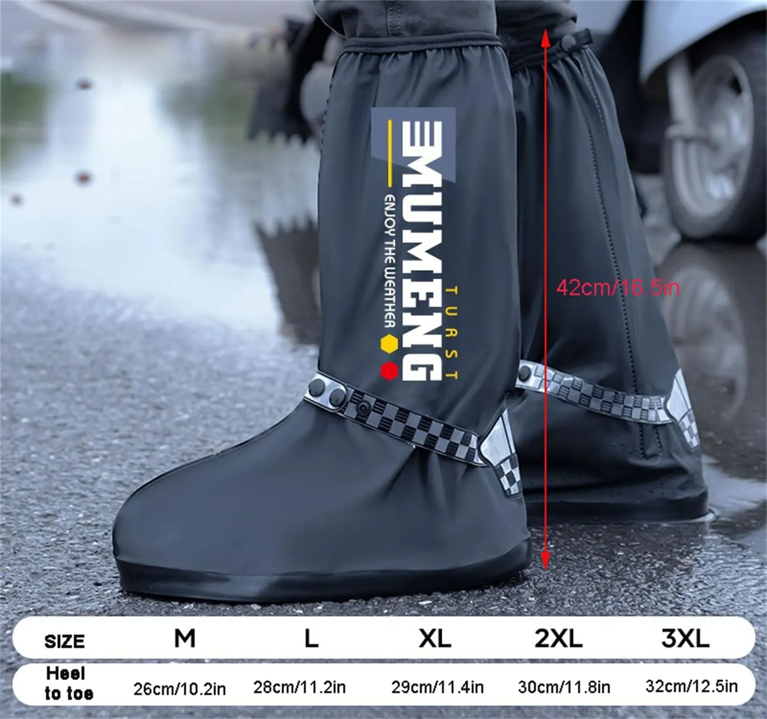 scosao Waterproof Rain Boot Shoe Cover with Reflector, Reusable Foldable Rain Boot Cover for Women Men, Motorcycle rain Gear Waterproof Overshoes Cycling for Rainy and Snowy Camping Fishing Hiking