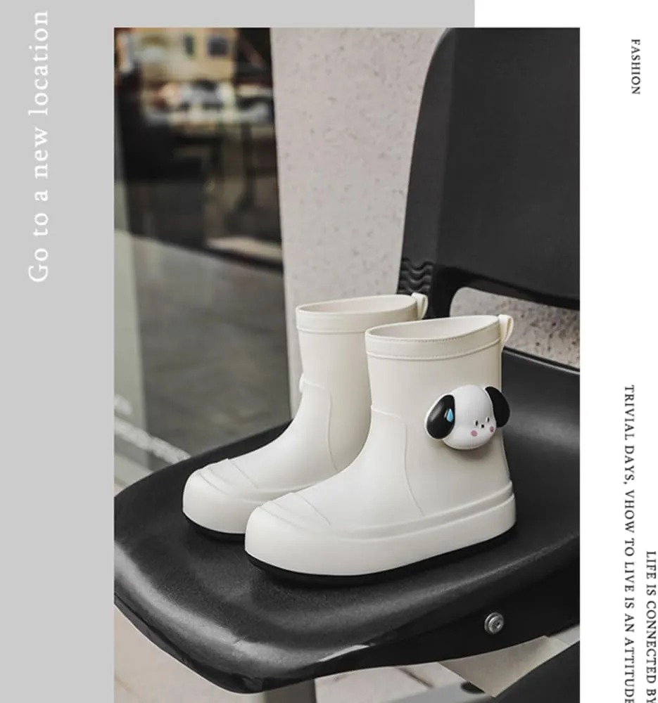 Short Ankle-High Rain Boots Waterproof Cute Short Rubber Cartoon Detachable Dog Boots