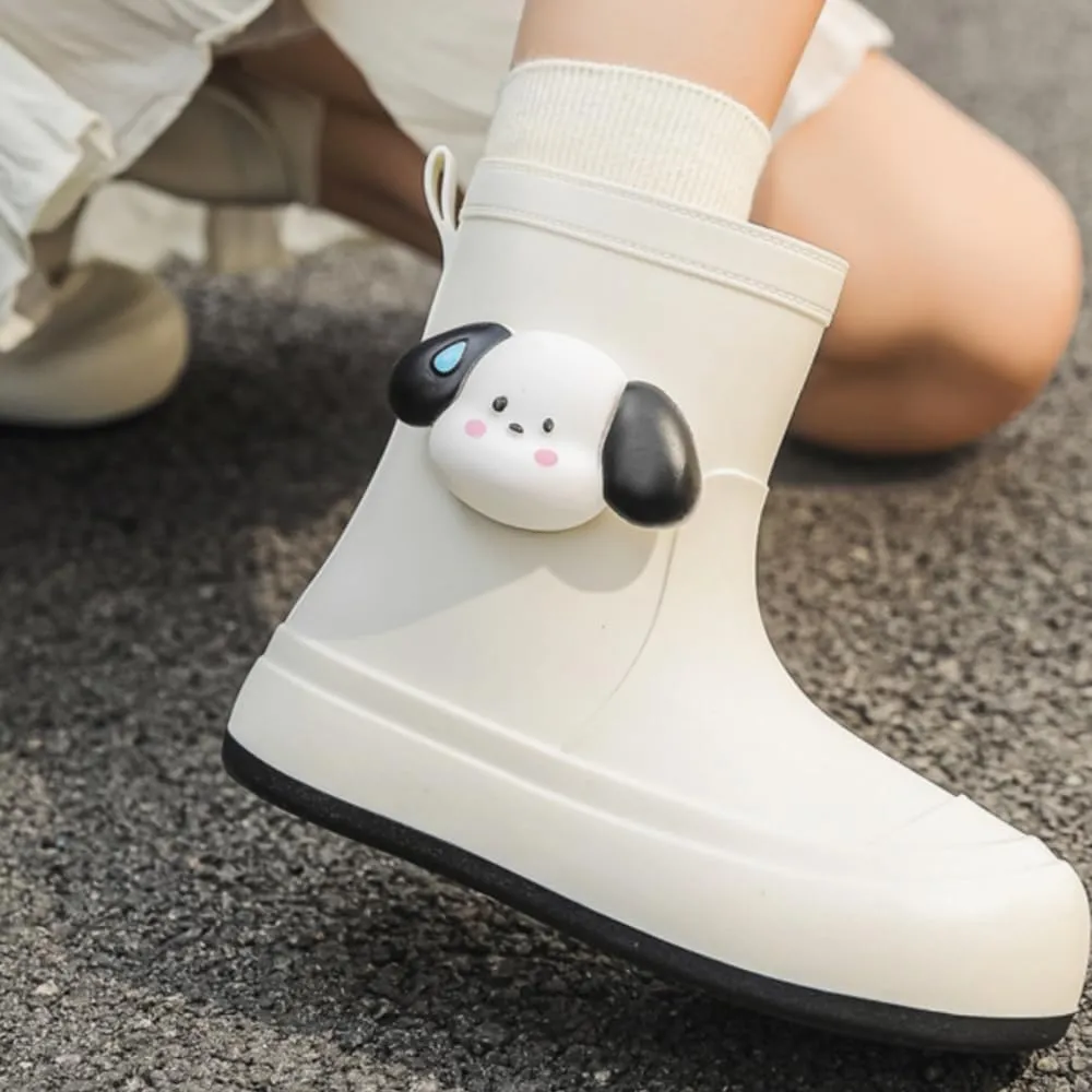 Short Ankle-High Rain Boots Waterproof Cute Short Rubber Cartoon Detachable Dog Boots