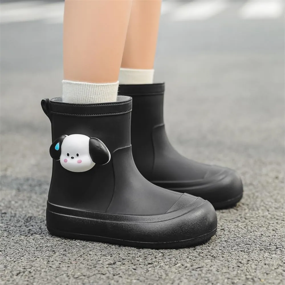 Short Ankle-High Rain Boots Waterproof Cute Short Rubber Cartoon Detachable Dog Boots