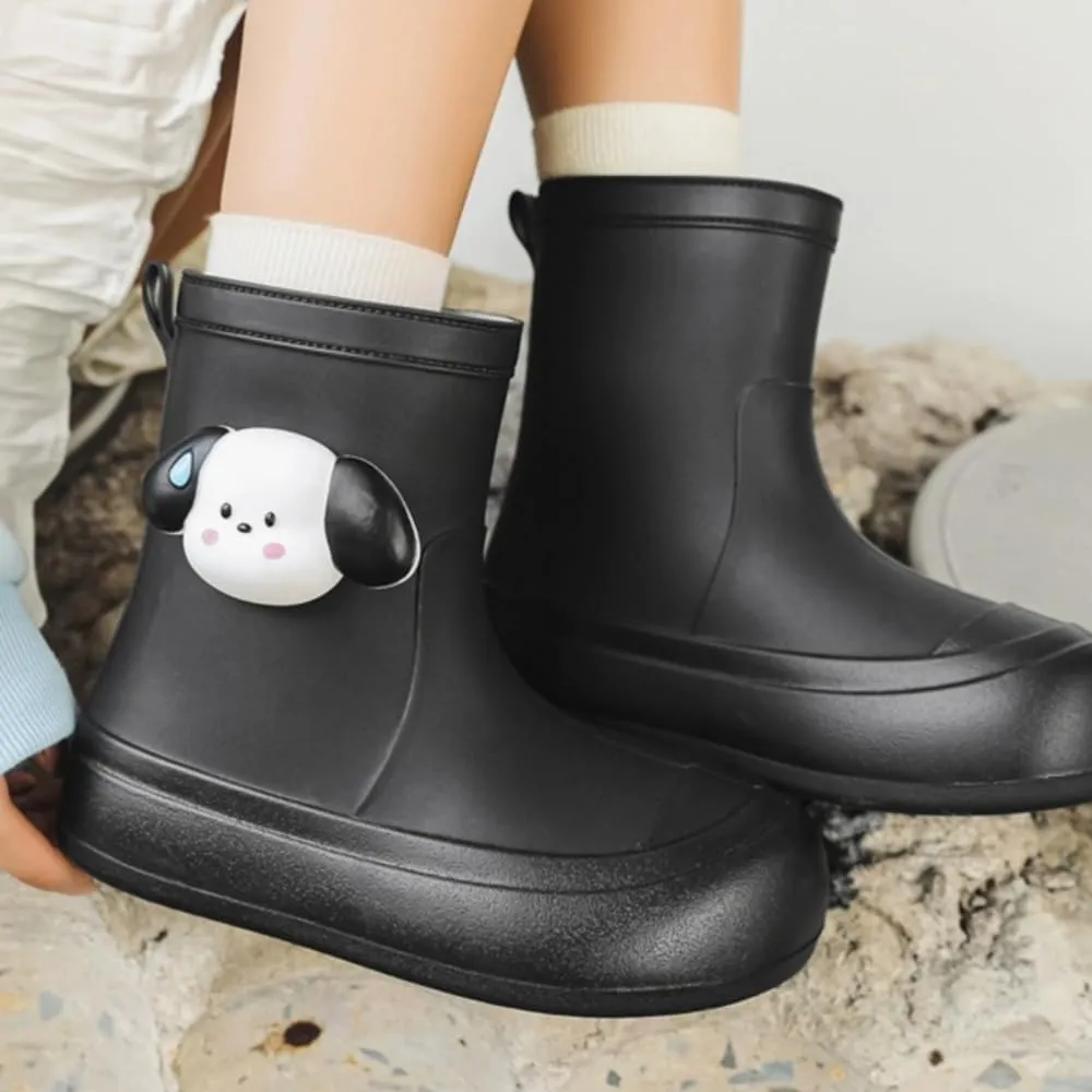 Short Ankle-High Rain Boots Waterproof Cute Short Rubber Cartoon Detachable Dog Boots