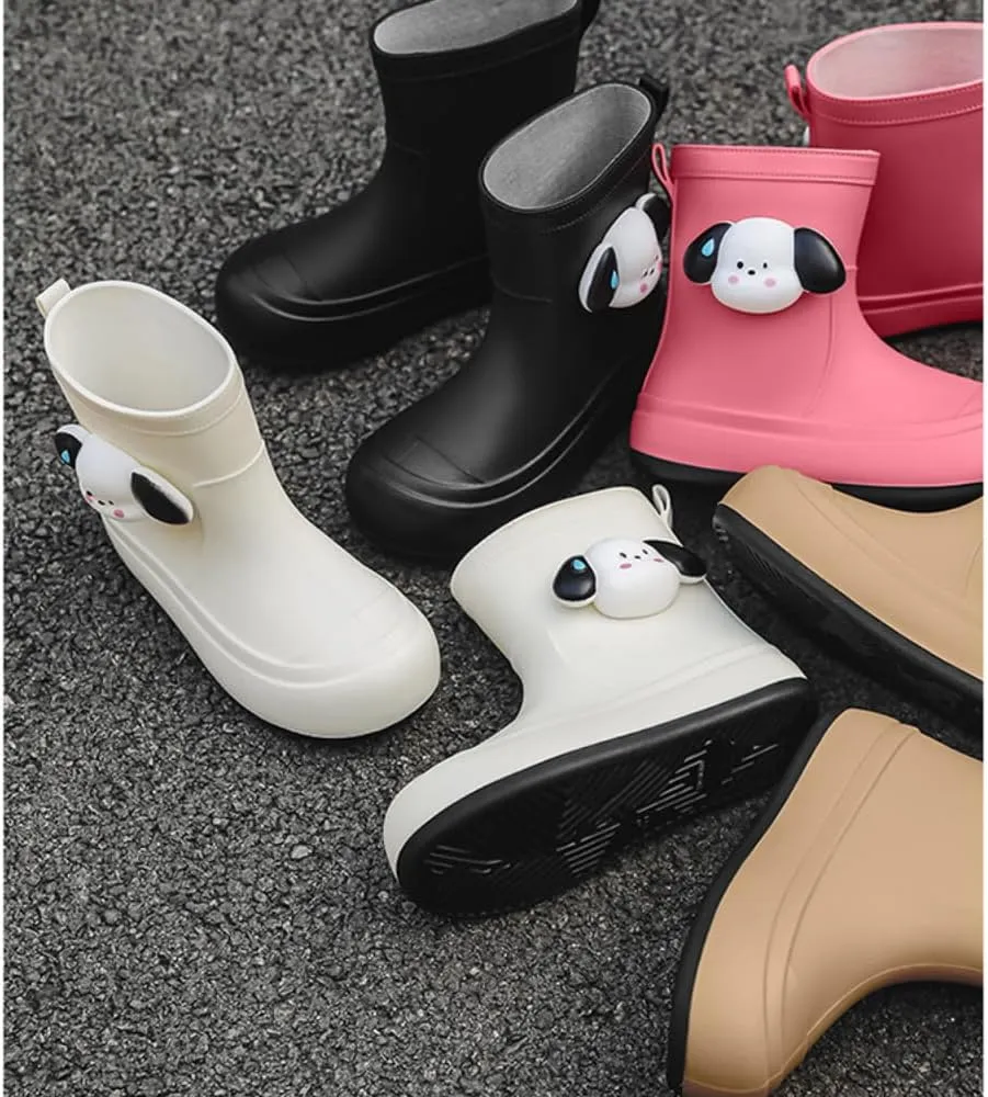 Short Ankle-High Rain Boots Waterproof Cute Short Rubber Cartoon Detachable Dog Boots